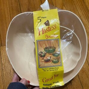Vintage 70s Hostess Plastic 5 Apple Shaped Bowl Set USA Made